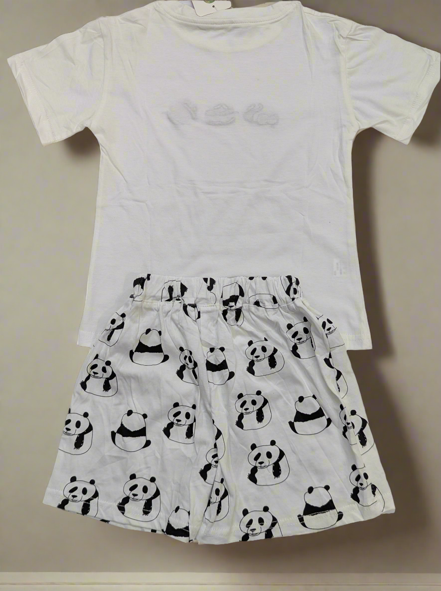 Boys trendy summer suit with panda embroidery