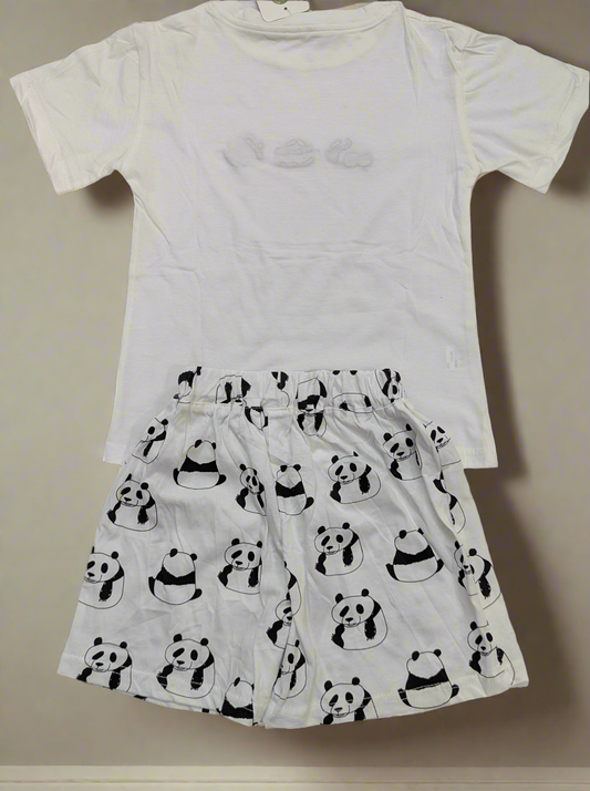 Boys trendy summer suit with panda embroidery