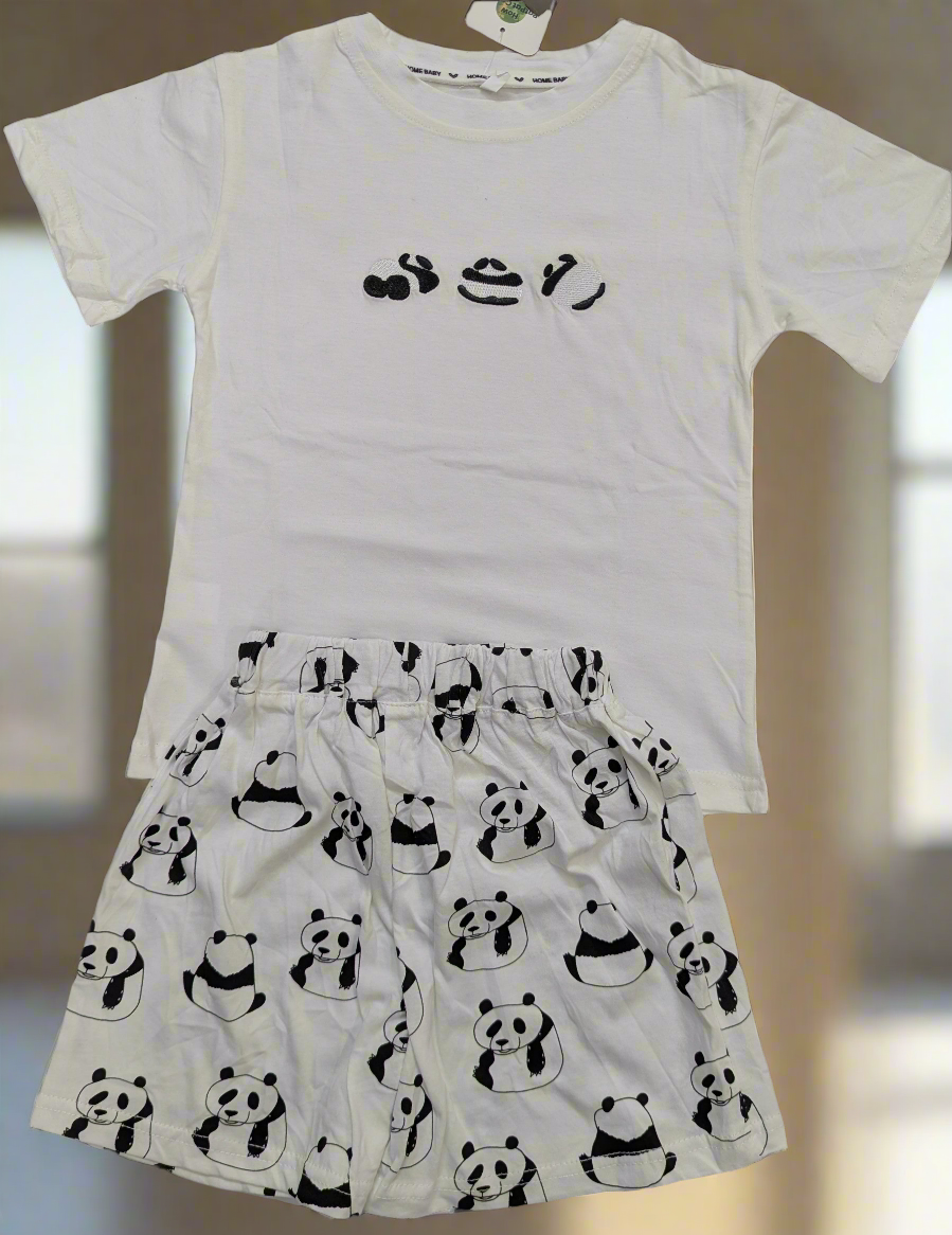 Boys trendy summer suit with panda embroidery
